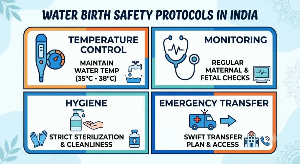 Water birth safety protocols followed in India