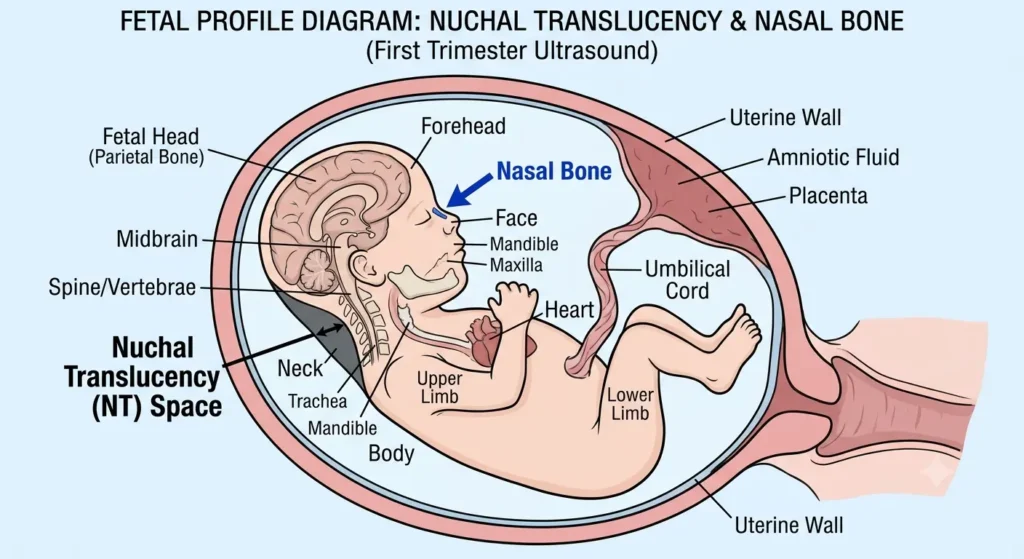 Nuchal translucency and nasal bone diagram